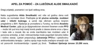 Apel za pomoć – Spasimo život  Alide Smailkadić iz Viteza